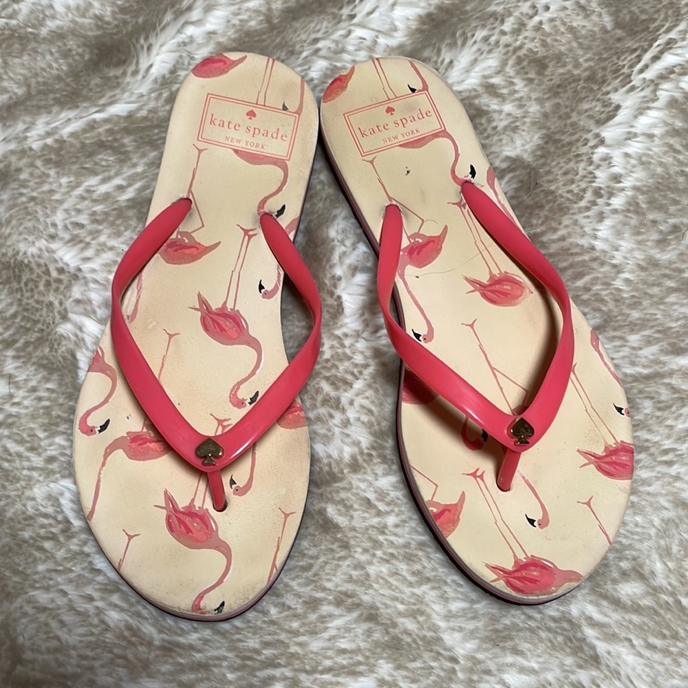 kate spade Pink Flamingo Print Flip Flop Sandals
